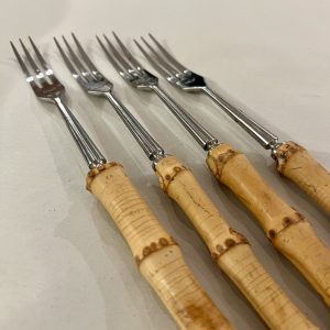 Långa plockgafflar, rotting/bambu