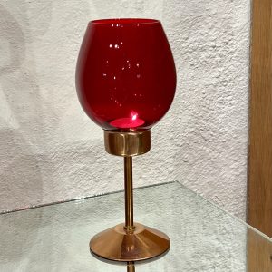 Ljuslykta rött glas/koppar