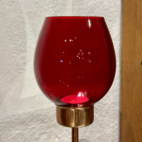Ljuslykta rött glas/koppar - Bild 3
